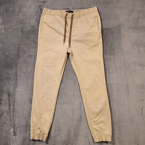 Aeropostale Mens Joggers Pants Khaki With Pockets & Drawstrings Size S/P